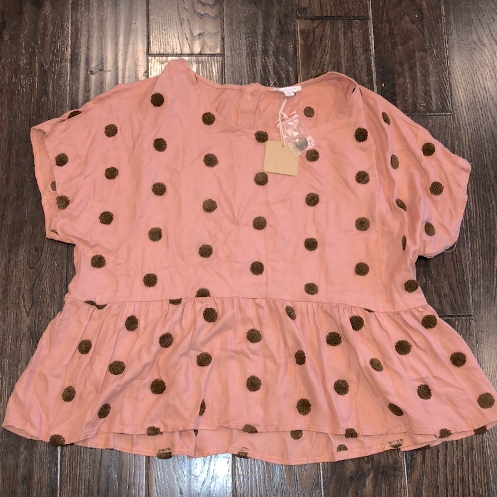 Blu Peoper polka dot babydoll top new with tags size large